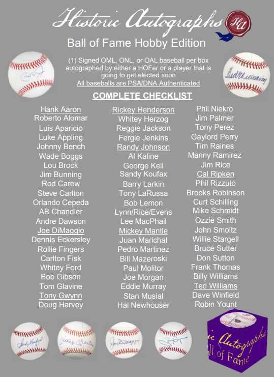 2016 Historic Autographs Ball of Fame Baseball Hobby 12-Box Case