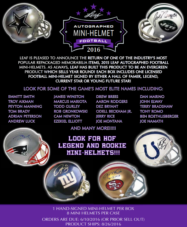 2016 Leaf Autographed Mini Helmet Football Box