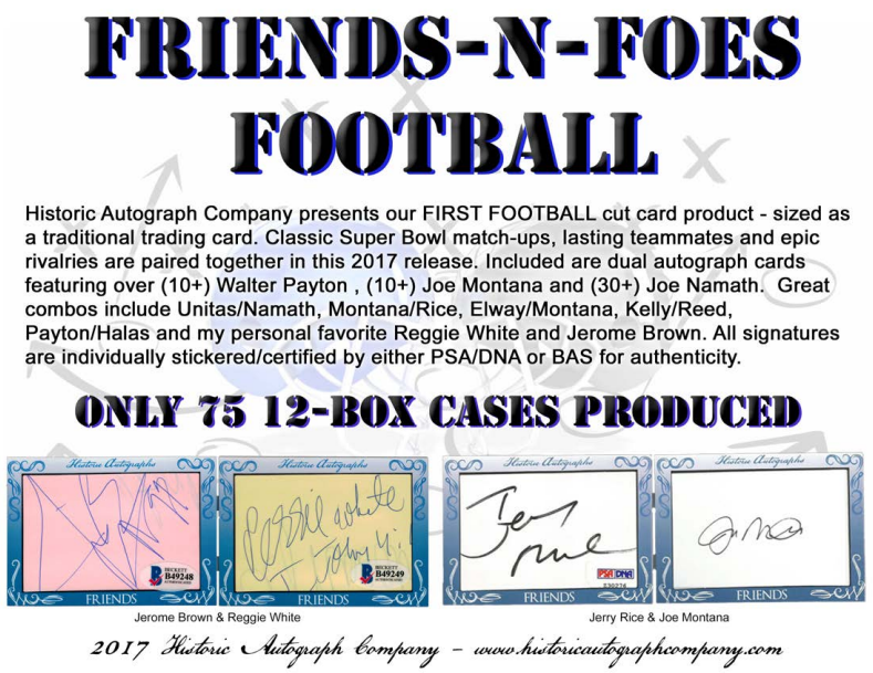 2017 Historic Autographs Friends-N-Foes Football 12-Box Case