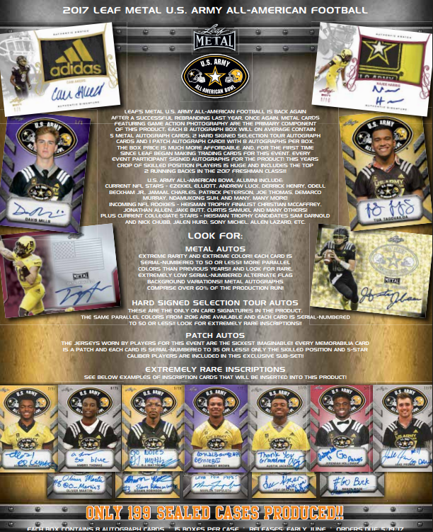 2017 Leaf Metal US Army All-American Bowl Football 15-Box Case