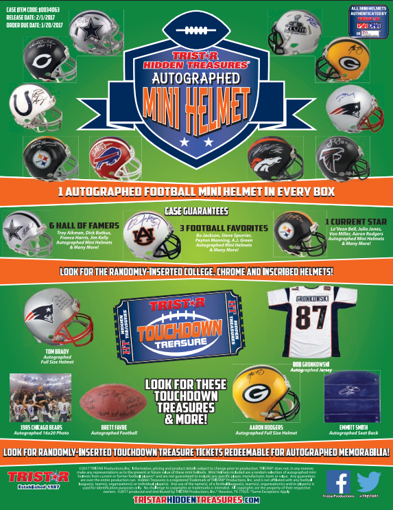 2017 Tristar Hidden Treasures Football Mini Helmet 10-Box Case