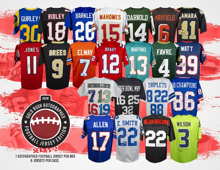 2018 Gold Rush Autographed Football Jersey Edition Series 2 6-Box Case