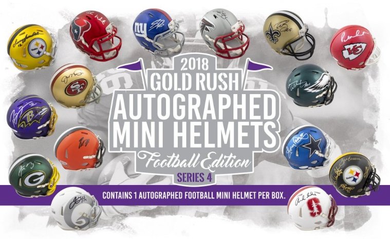 2018 Gold Rush Autographed Mini Helmet Football Edition Series 4 12-Box Case