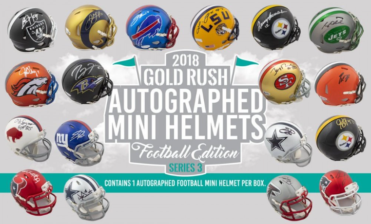 2018 Gold Rush Autographed Mini Helmets Football Edition Series 3 Box