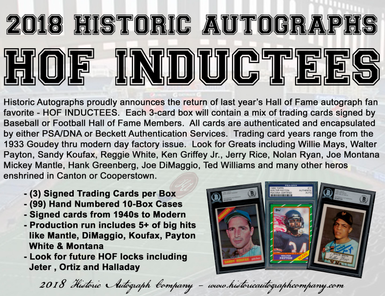 2018 Historic Autographs Hall Of Fame Inductees Box