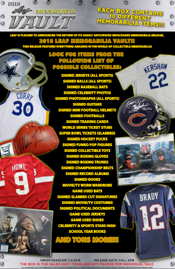 2018 Leaf Memorabilia Vault Box