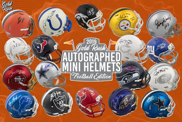 2019 Gold Rush Autographed Football Mini Helmet Box