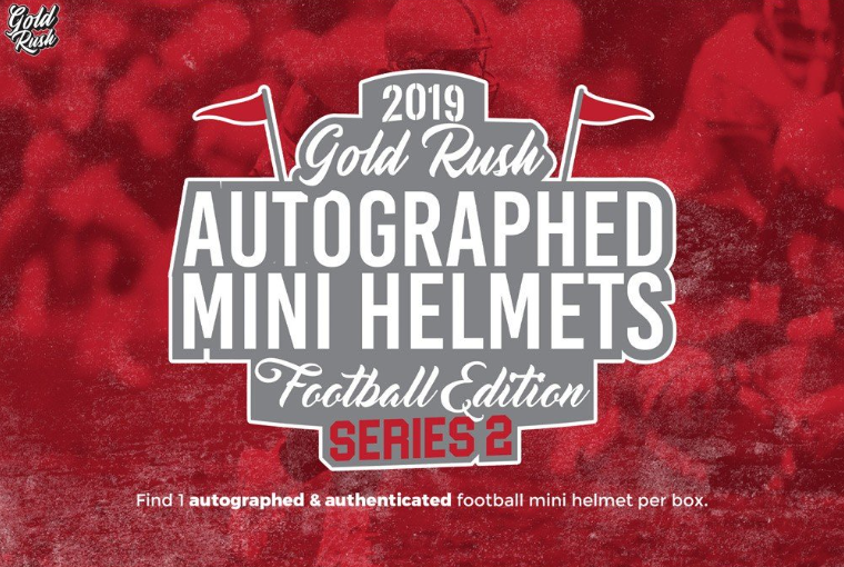 2019 Gold Rush Autographed Football Mini Helmet Series 2 Box