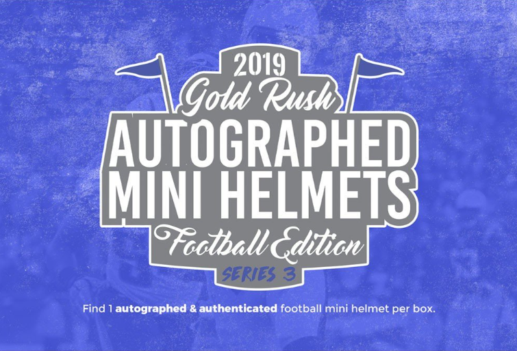 2019 Gold Rush Autographed Football Mini Helmet Series 3 Box