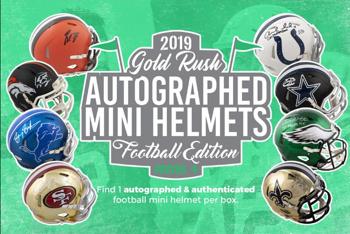 2019 Gold Rush Autographed Football Mini Helmet Series 4 Box