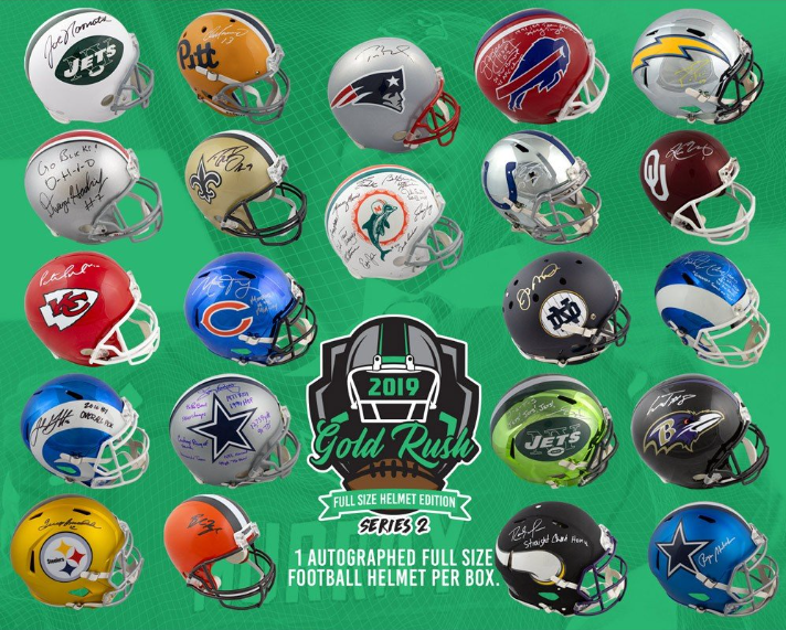 2019 Gold Rush Autographed Full Size Football Helmet Edition Series 2 4-Box Case