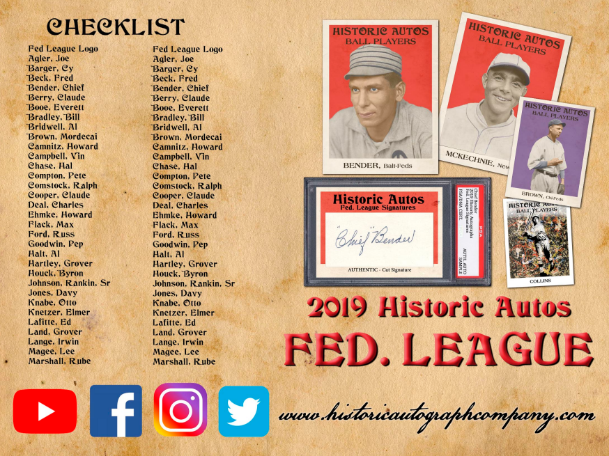 2019 Historic Autographs Fed League Baseball Box