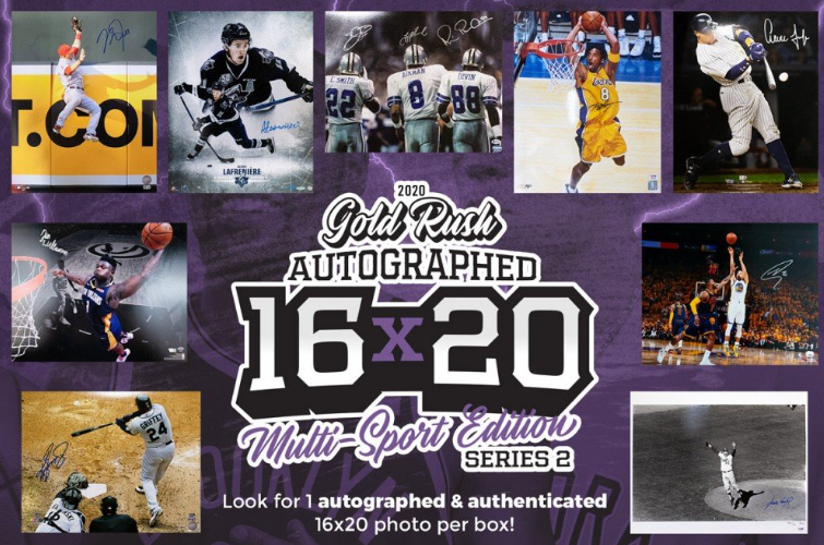 2020 Gold Rush Autographed 16x20 Multi-Sport Edition Series 2 10-Box Case