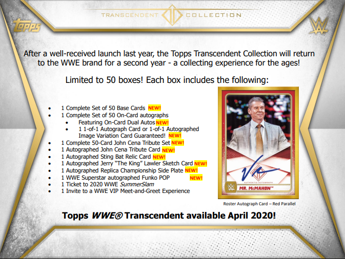2020 Topps WWE Transcendent Collection Wrestling Case