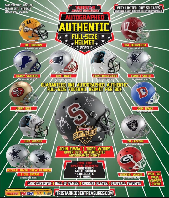 2020 TriStar Hidden Treasures Autographed Full Size Helmet Football Hobby Box