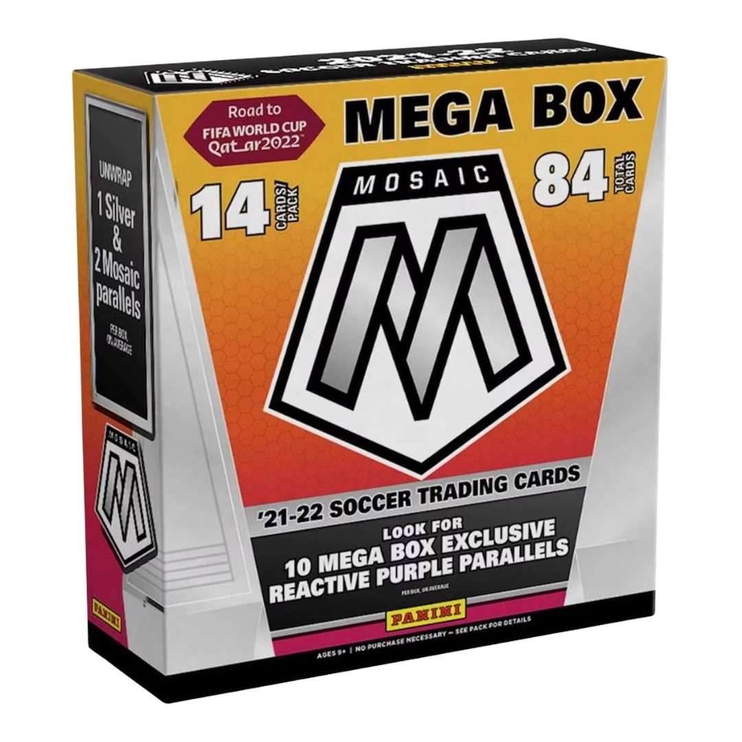 2021-22 Panini Mosaic Road to FIFA World Cup Soccer Mega Box (Reactive Gold Parallels!)