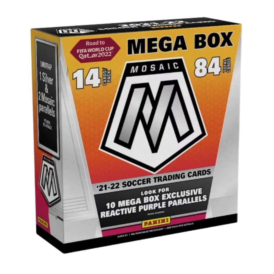 2021-22 Panini Mosaic Road to FIFA World Cup Soccer Mega Box (Reactive Purple Parallels!) (Fanatics)