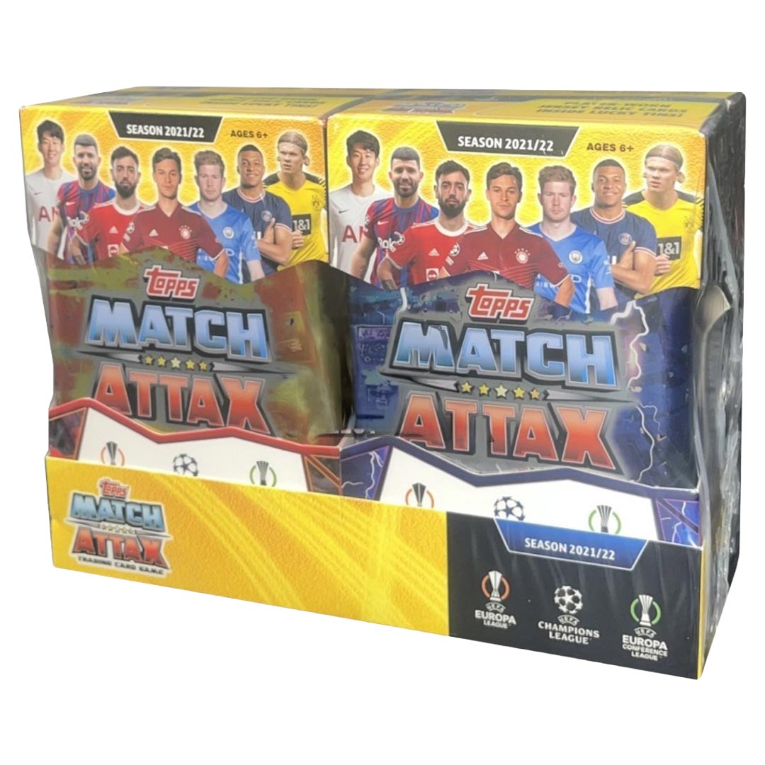 2021-22 Topps UEFA Champions League Match Attax Soccer Mega 4-Tin Display Box