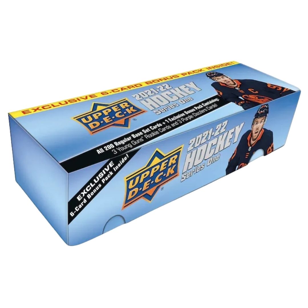 2021-22 Upper Deck Series 1 Hockey Factory Set (Box) (Bonus Pack with 3 Young Guns and 3 Purple Dazzlers!)