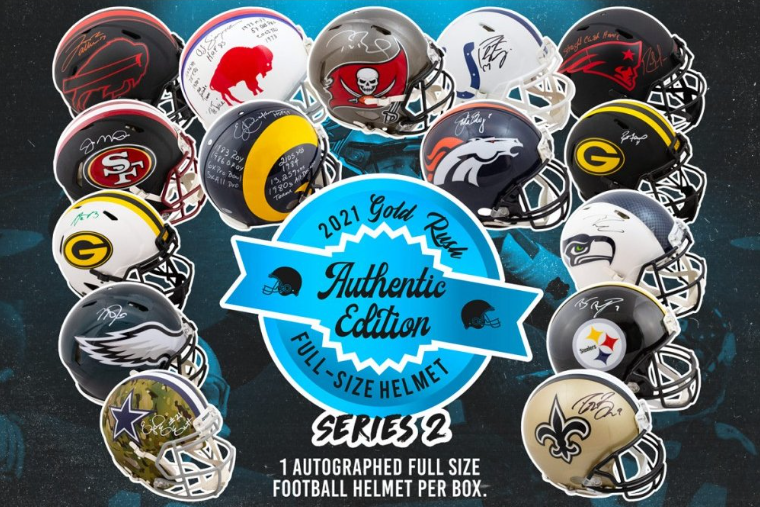 2021 Gold Rush Autographed Full Size Authentic Football Helmet Edition Series 2 Box