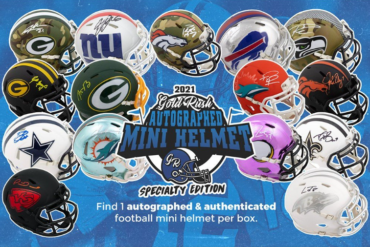 2021 Gold Rush Autographed Mini Helmet Football Specialty Edition 6-Box Case
