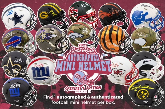 2021 Gold Rush Autographed Mini Helmet Football Specialty Edition Series 2 6-Box Case