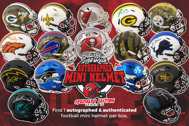 2021 Gold Rush Autographed Mini Helmet Football Specialty Edition Series 4 Box