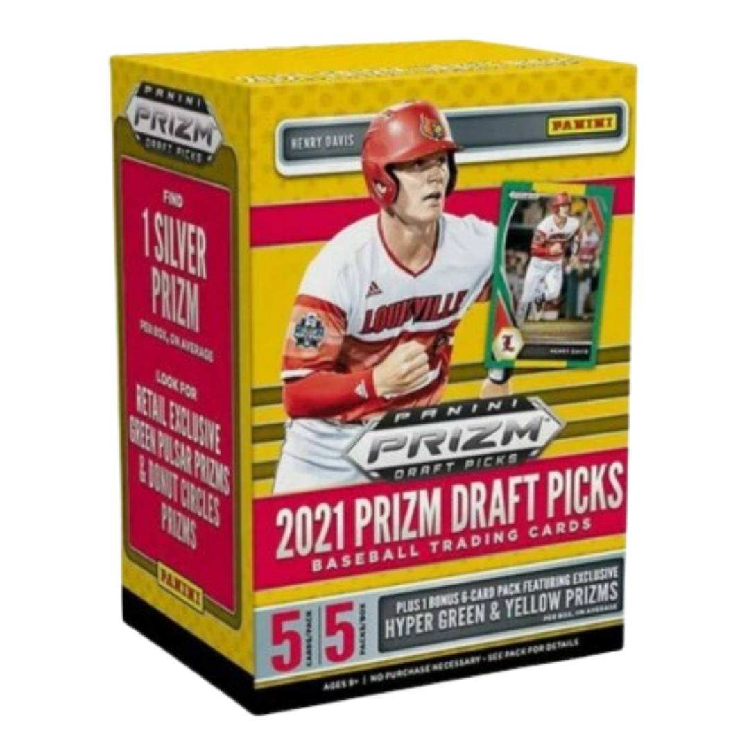 2021 Panini Prizm Draft Picks Baseball 5-Pack Blaster Box Hyper Green & Yellow Prizms