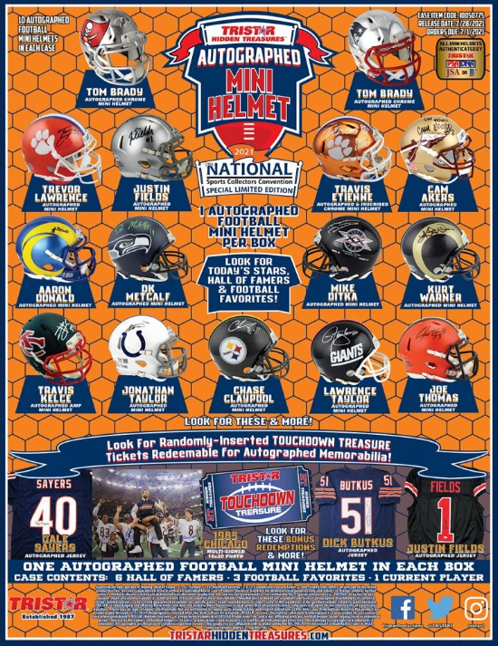 2021 Tristar HT National Exclusive Limited Edition Autographed Football Mini Helmet 10-Box Case