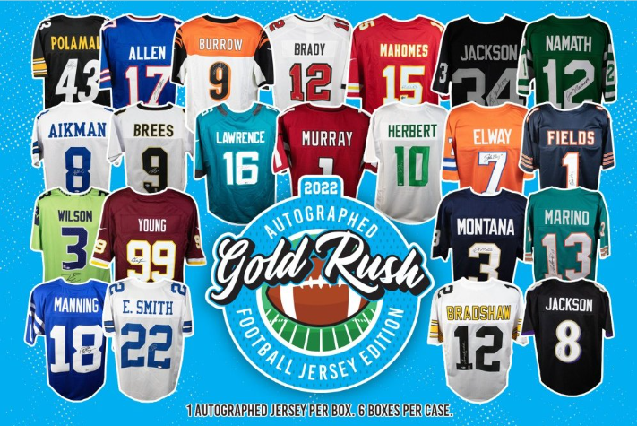 2022 Gold Rush Autographed Football Jersey Edition 6-Box Case