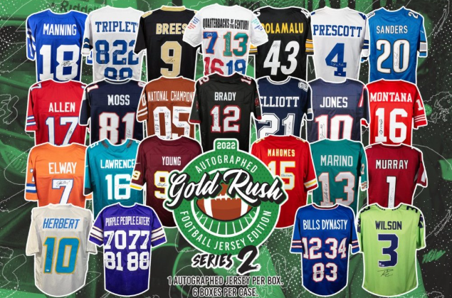 2022 Gold Rush Autographed Football Jersey Edition Series 2 6-Box Case