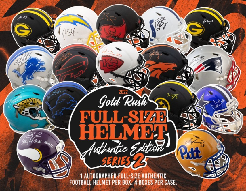 2022 Gold Rush Autographed Full Size Authentic Football Helmet Edition Series 2 Box