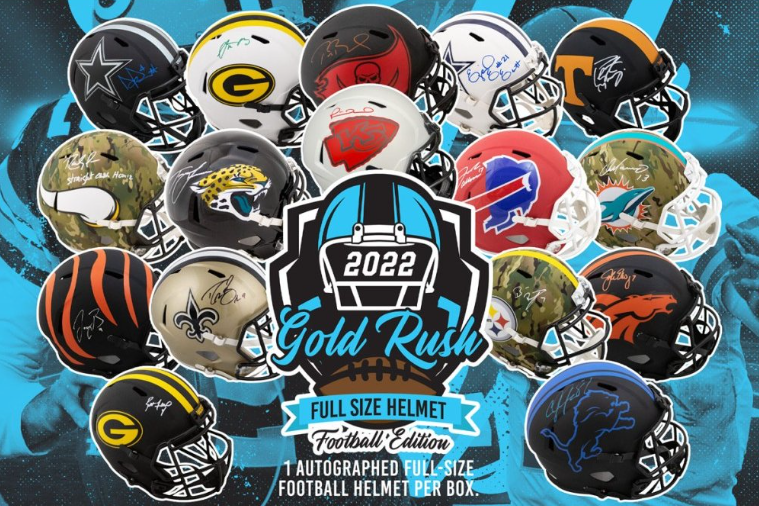 2022 Gold Rush Autographed Full Size Football Helmet Edition 4-Box Case