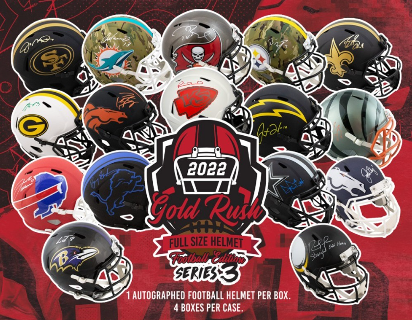 2022 Gold Rush Autographed Full Size Football Helmet Edition Series 3 Box