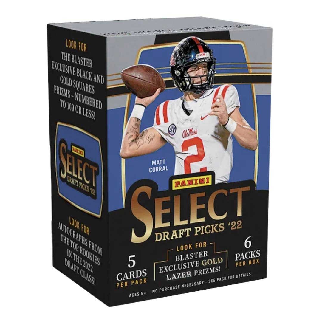 2022 Panini Select Draft Picks Football 6-Pack Blaster Box (Gold Lazer Prizms)
