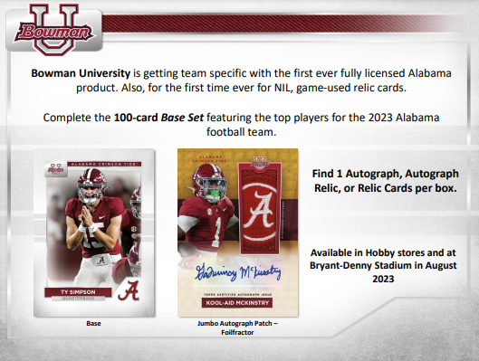 2023 Bowman University Alabama Football Hobby Pack