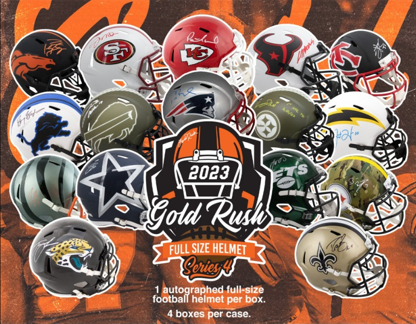 2023 Gold Rush Autographed Full-Size Football Helmet Series 4 4-Box Case