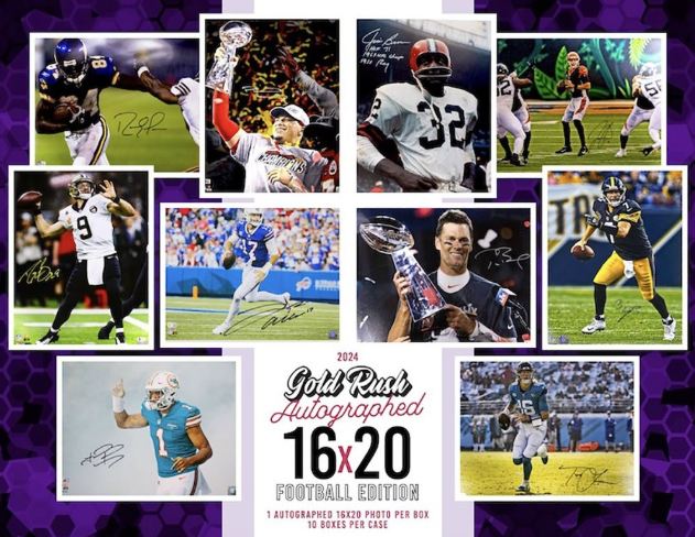 2024 Gold Rush Autographed 16x20 Football Edition 10-Box Case
