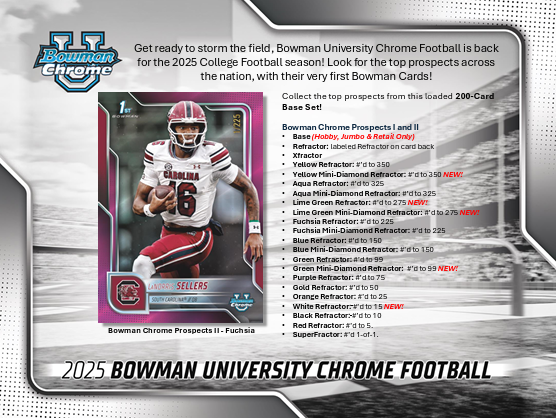  2025 Bowman Chrome University Football Blaster 40-Box Case