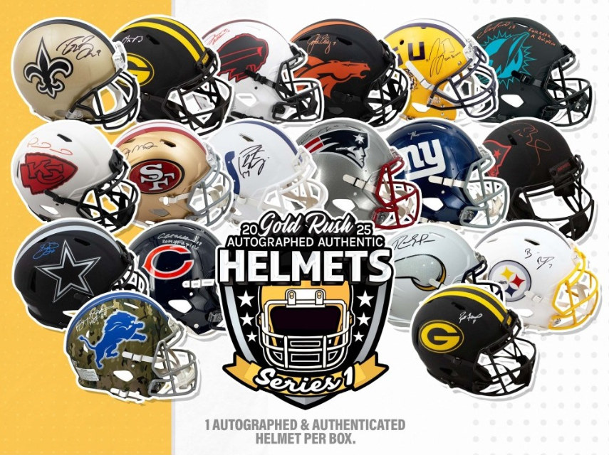 2025 Gold Rush Autographed Full-Size Authentic Football Helmet Edition Series 1 4-Box Case