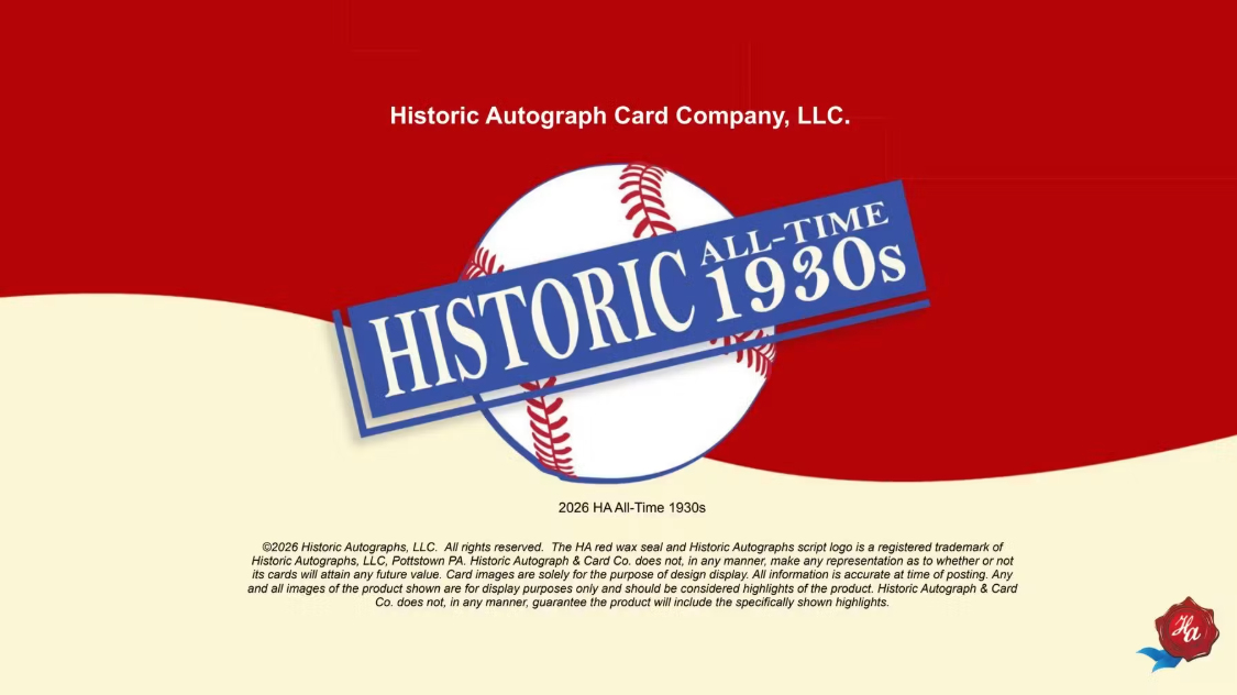 2026 Historic Autographs All-Time 1930's Baseball Hobby Box
