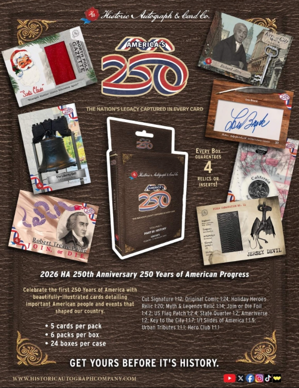 2026 Historic Autographs America's 250th Part 3 Hobby 24-Box Case