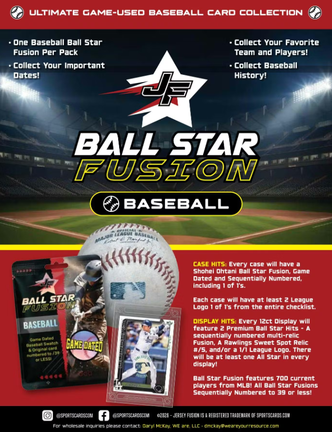 2026 Jersey Fusion Ball Star Baseball Hobby 8-Box Case