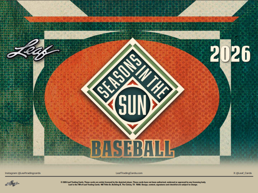 2026 Leaf Seasons in the Sun Baseball Hobby 10-Box Case