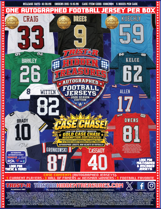 2026 Tristar Hidden Treasures Autographed Football Jerseys Season Edition Box