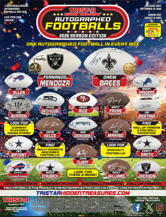 2026 Tristar Hidden Treasures Autographed Footballs Season Edition 4-Box Case