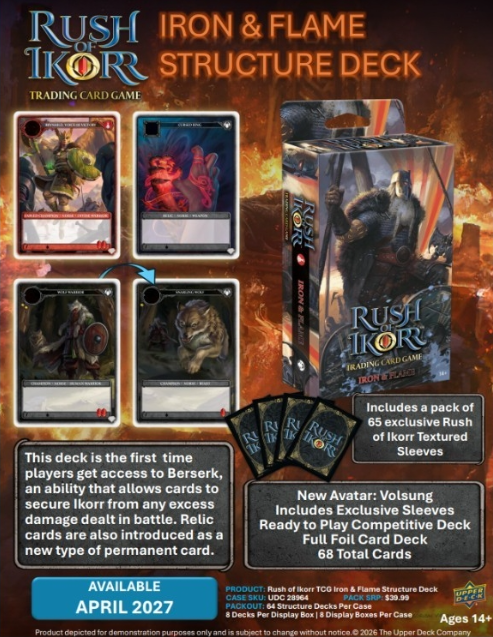 2026 Upper Deck Rush of Ikorr Iron & Flame Structure 8-Deck Display Box
