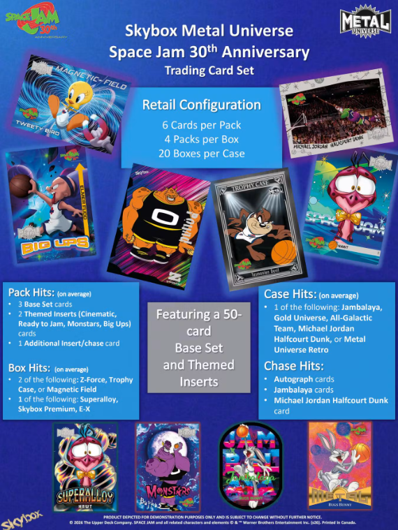 2026 Upper Deck Skybox Metal Universe Space Jam 30th Anniversary Blaster Pack