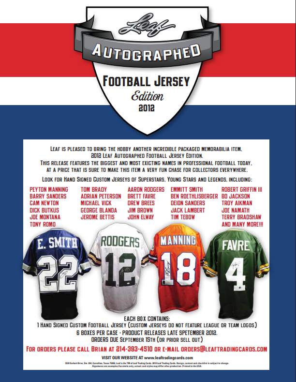 2012 Leaf Autographed Football Jersey Ed Football Box