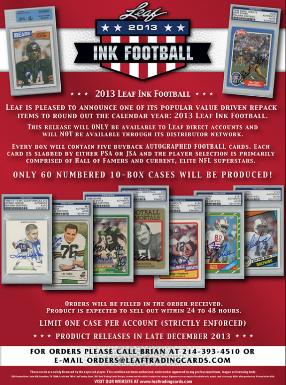 2013 Leaf Ink Football Hobby Box